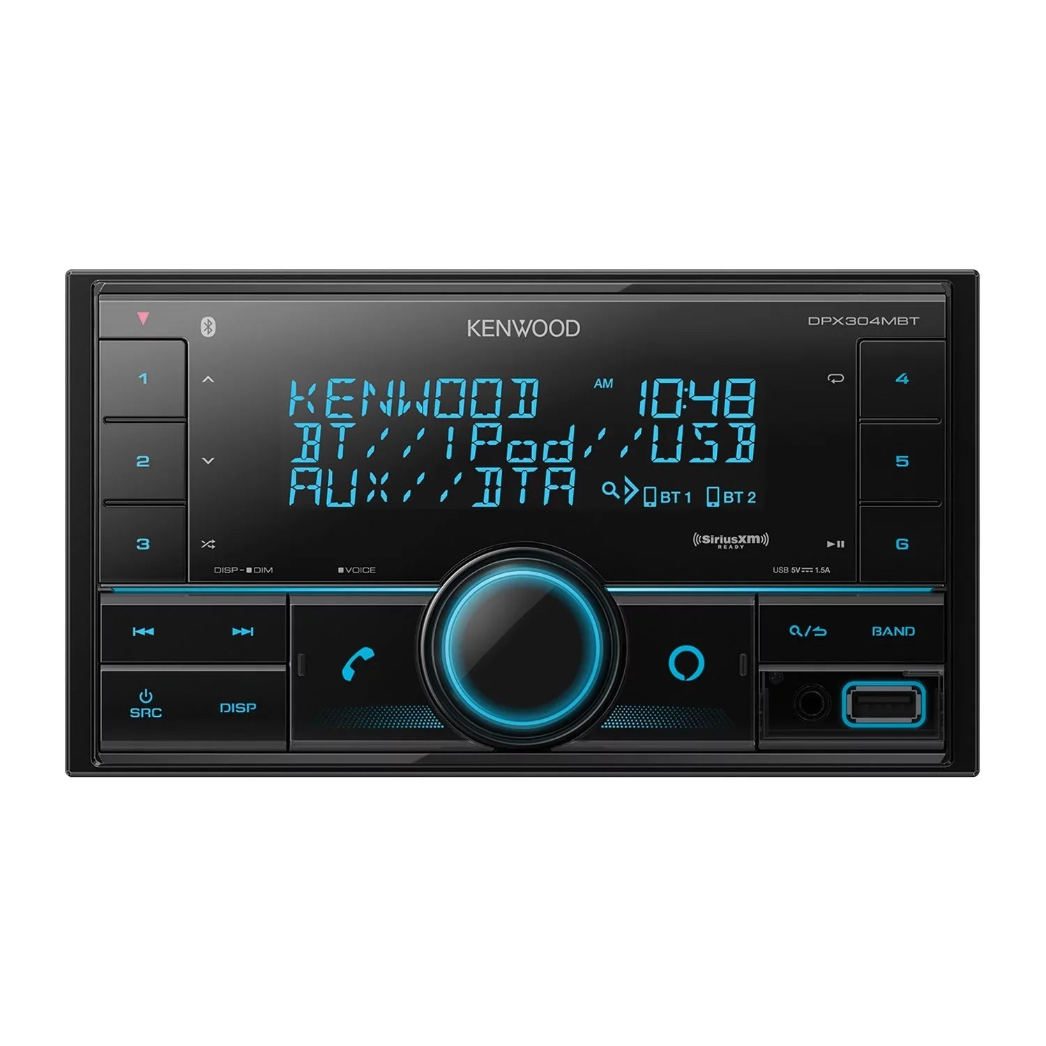 Kenwood DPX304MBT Double-DIN In-Dash Digital Media Receiver with Bluetooth and SiriusXM Ready