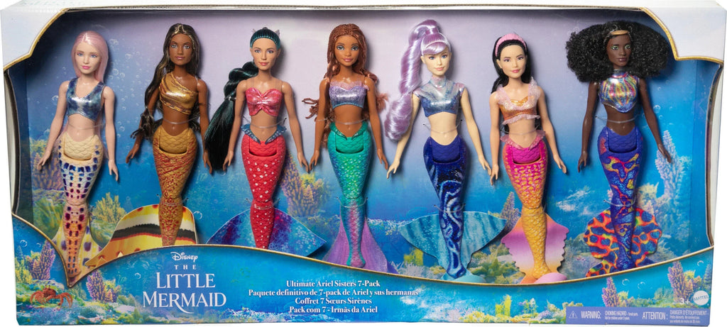 Disney The Little Mermaid Ultimate Ariel Sisters Doll 7-Pack, Set with 7 Fashion Mermaid Dolls