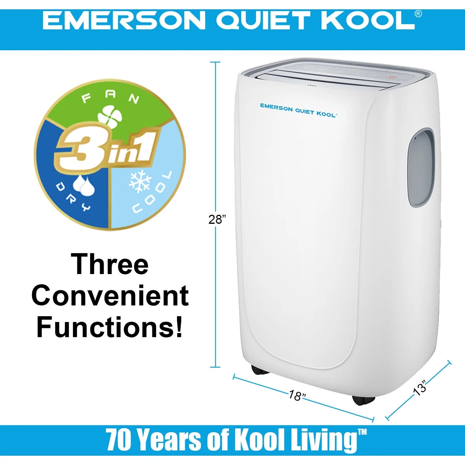 Emerson Quiet Kool SMART Portable Air Conditioner with Remote, Wi-Fi, and Voice Control Rooms up to 300-Sq. Ft.