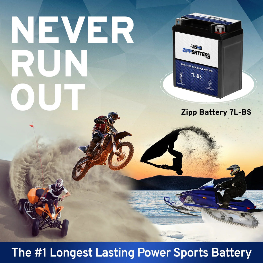 Zipp Battery YTX7L-BS (7L-BS 12 Volt,6 Ah, 75 CCA) Motorcycle Battery Kawasaki 250cc Ex250 Ninja 1996