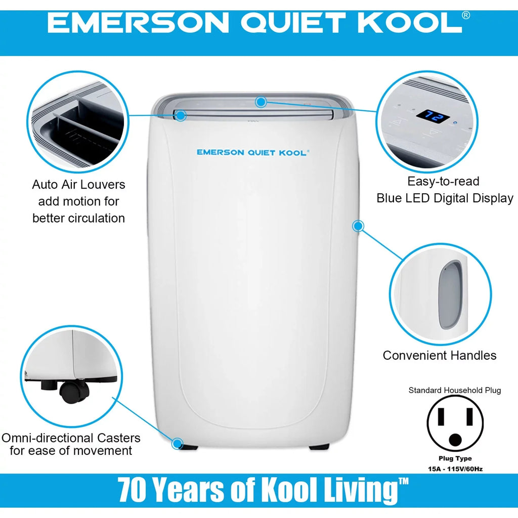 Emerson Quiet Kool SMART Portable Air Conditioner with Remote, Wi-Fi, and Voice Control Rooms up to 300-Sq. Ft.