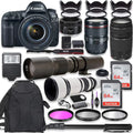 Canon EOS 5D Mark IV DSLR Camera w/ 24-105mm USM Lens Bundle + Canon EF 75-300mm III Lens, Canon 50mm f/1.8, 500mm Lens & 650-1300mm Lens + Backpack + 128GB Memory + Monopod + Professional Bundle