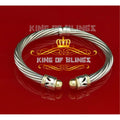 King Of Bling's Fashion Round Silver Cubic Zirconia Stones Bangle Men/Womens 7 Inch