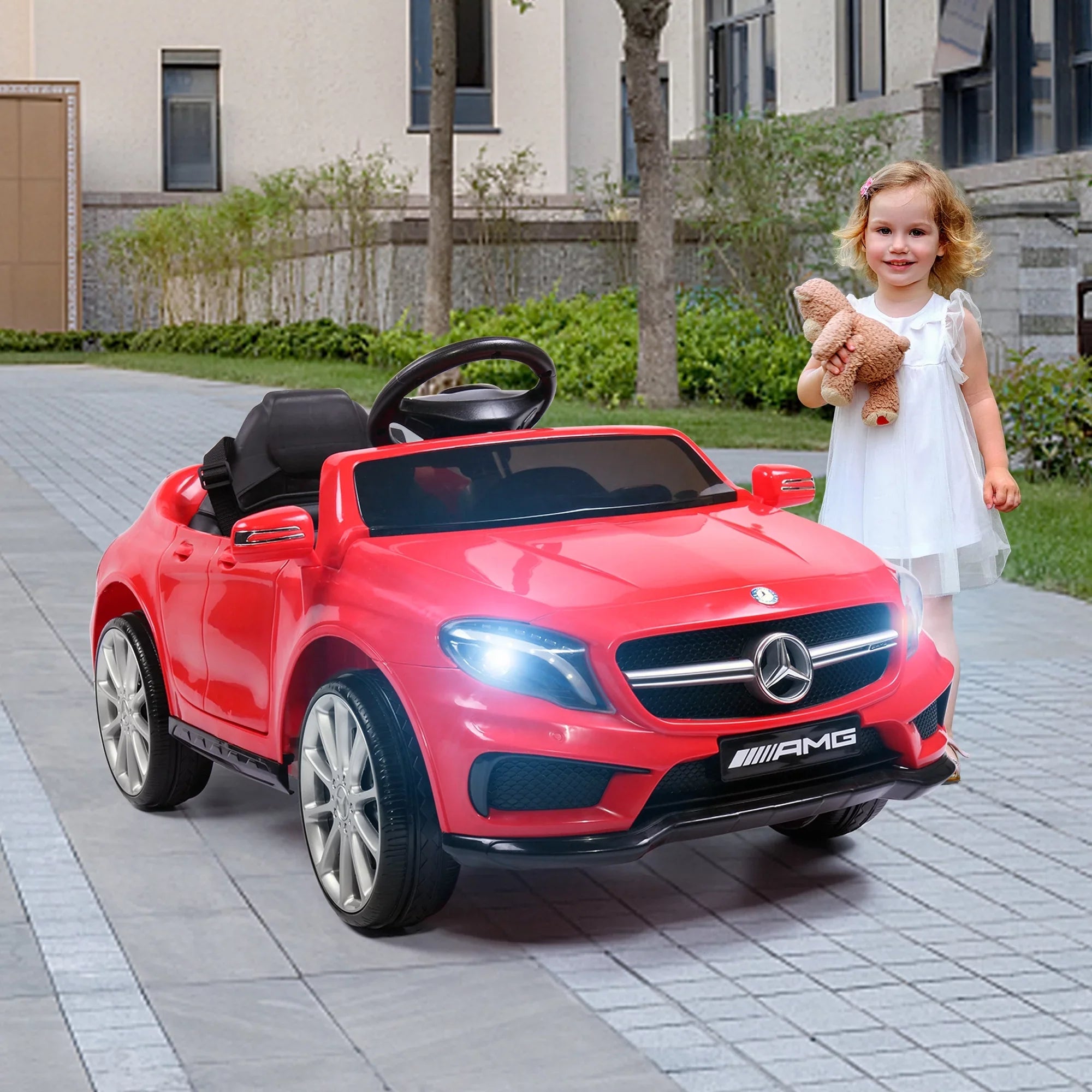 TOBBI 6V Licensed Mercedes Benz Kids Ride on Car W/ Remote Control Lights Music Age 3-6 Child, Red