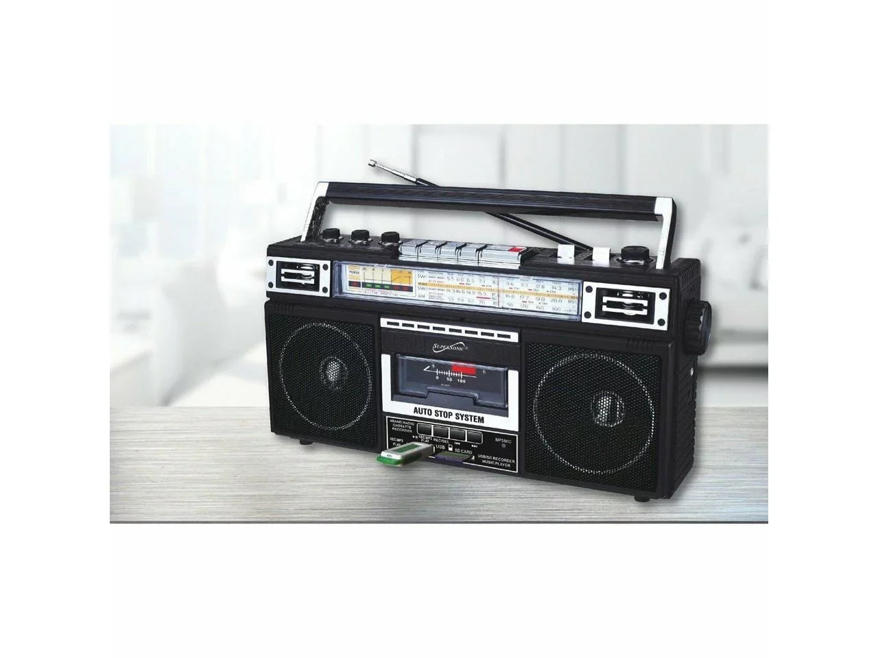 Supersonic Portable AM/FM Radio, Black, SC-3201BT-BK