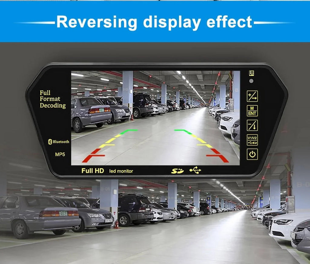 7 Inch TFT LCD Display 800*480 Parking System Rear View Camera MP5 USB/SD/FM Car Mirror Monitor Transimitter Night Vision 12-24V