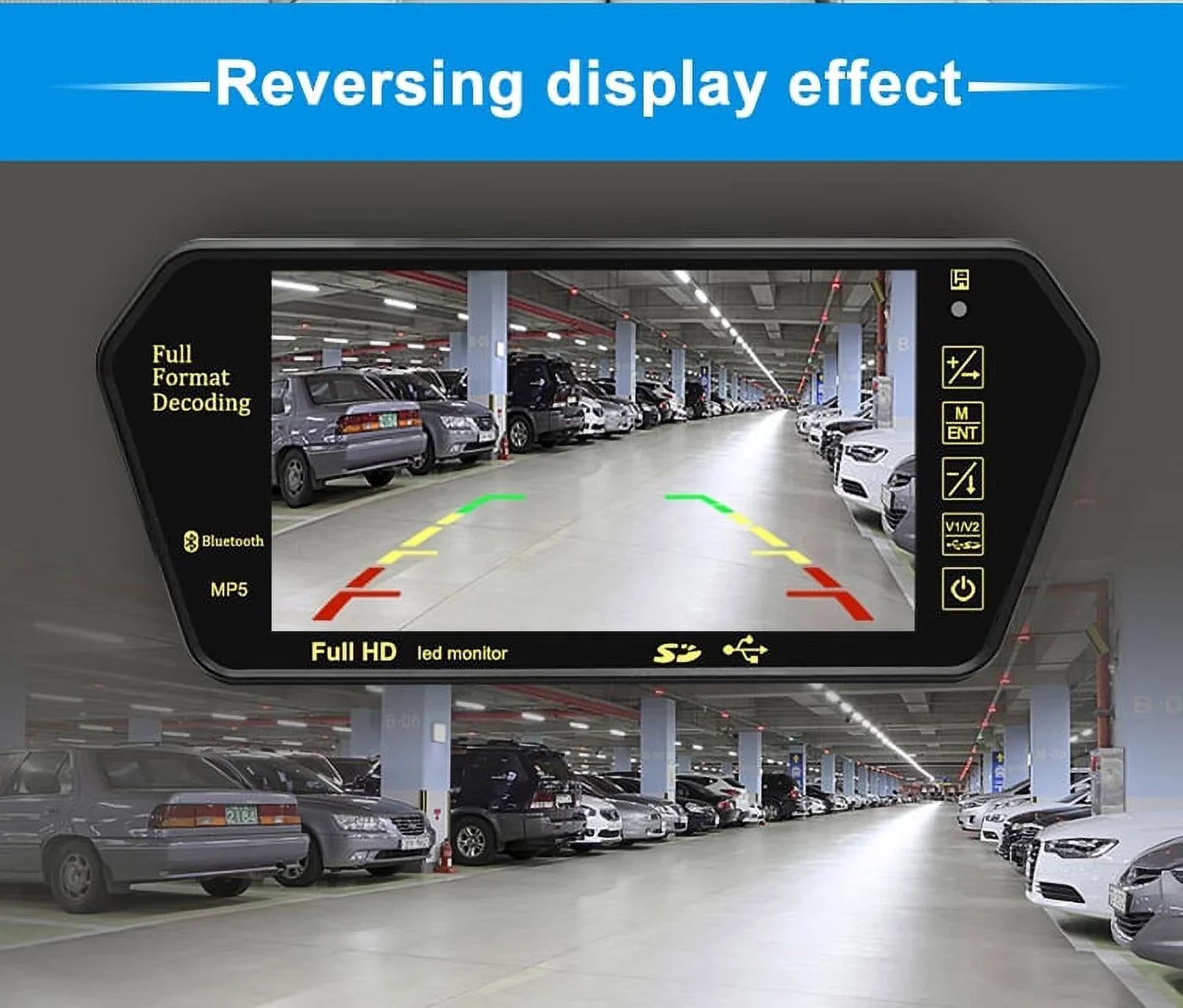 7 Inch TFT LCD Display 800*480 Parking System Rear View Camera MP5 USB/SD/FM Car Mirror Monitor Transimitter Night Vision 12-24V