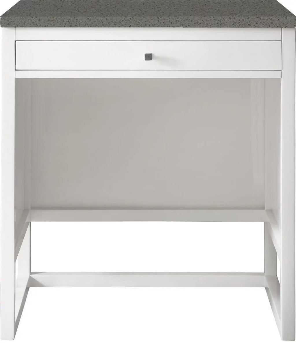 James Martin Furniture 30 in. Athens Countertop Unit with 3 CM Grey Expo Quartz Top, Glossy White