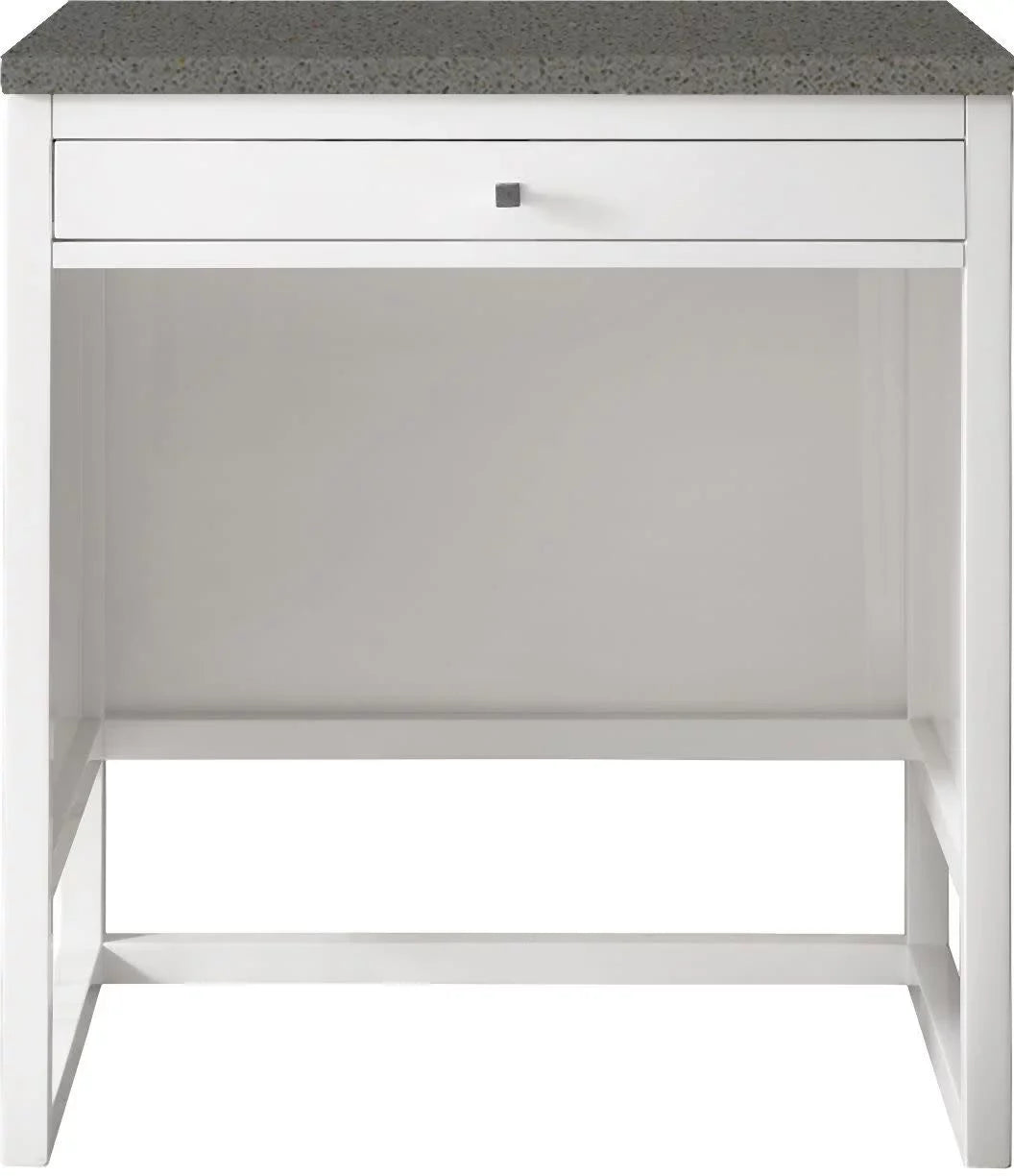 James Martin Furniture 30 in. Athens Countertop Unit with 3 CM Grey Expo Quartz Top, Glossy White