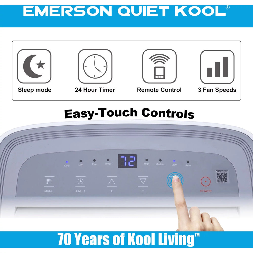 Emerson Quiet Kool SMART Portable Air Conditioner with Remote, Wi-Fi, and Voice Control Rooms up to 300-Sq. Ft.