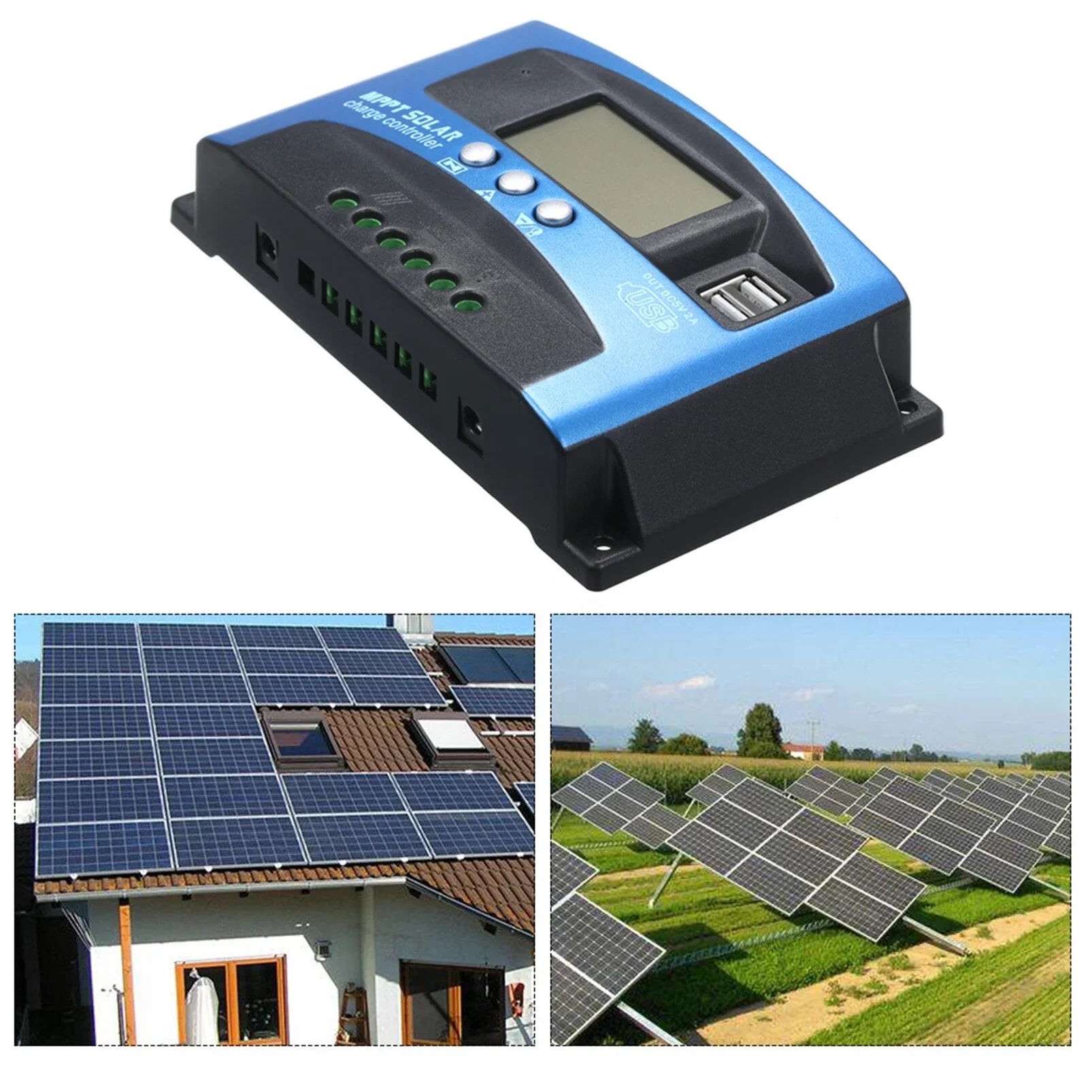 Mistaha 100A MPPT Solar Charge Controller Dual USB LCD Display Auto Solar Cell Panel Charger Regulator