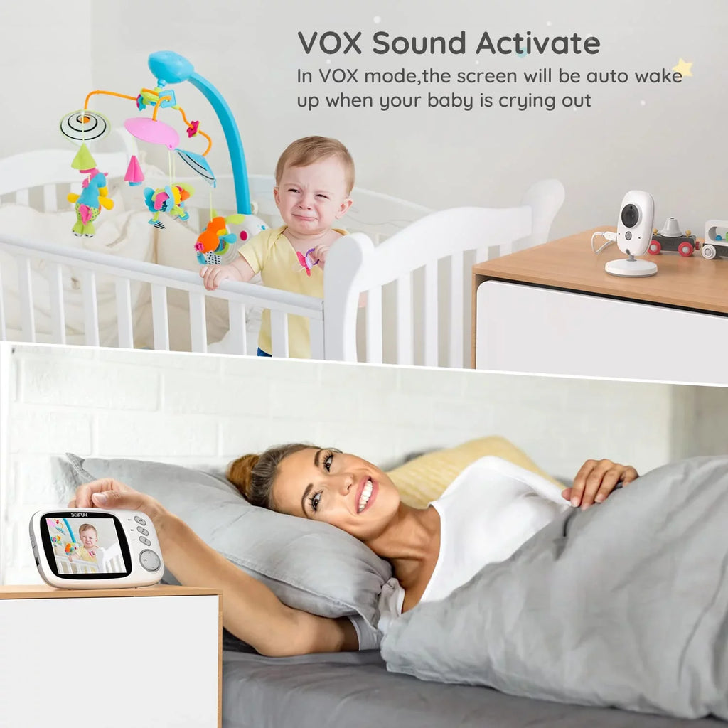 BOIFUN Baby Monitor with Camera and Audio, No WiFi, VOX Mode, Night Vision, 3.2'' HD Screen, Two-Way Audio, Baby Camera