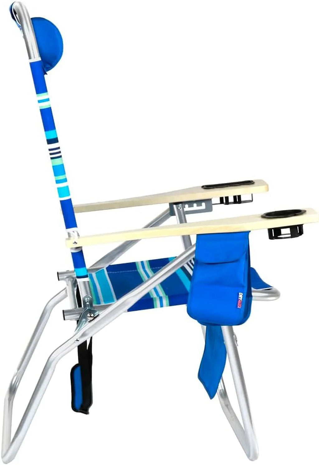 Deluxe XL Wide Tall Plus Size Aluminum Folding Big Heavy Duty 17 Inches High Seat Beach Chair For Adults, 300 Lb Load