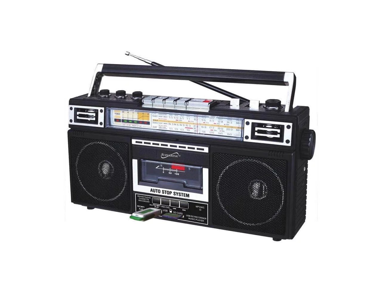 Supersonic Portable AM/FM Radio, Black, SC-3201BT-BK