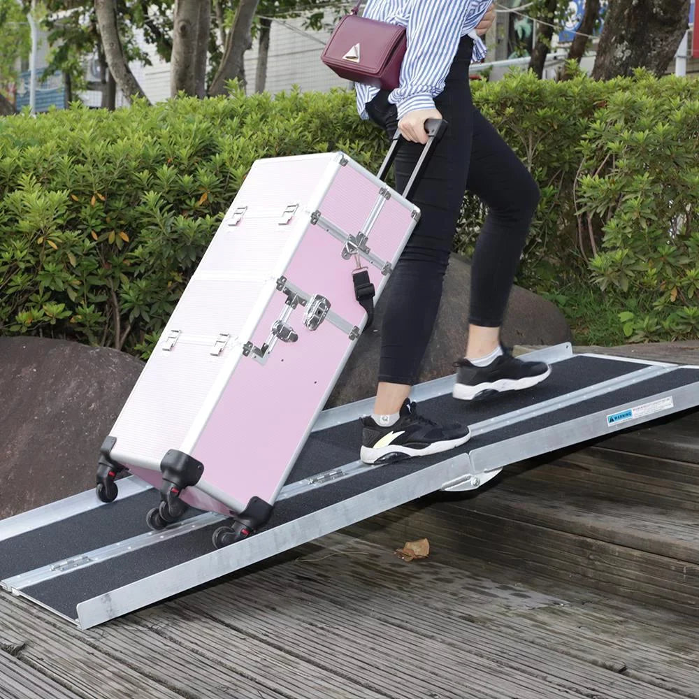 Ktaxon Portable Aluminum Non-skid Multifold Wheelchair Ramp Mobility Scooter Carrier 6FT 72" x 28"