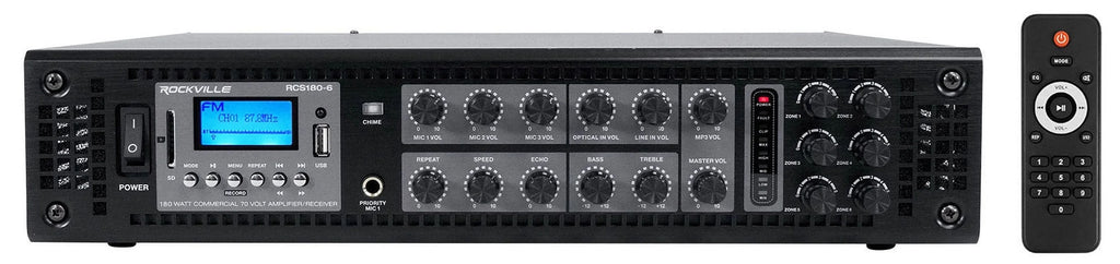 (6) JBL COL600-BK 24" Black 70V Commercial Column Wall Mount Array Speakers+Amp