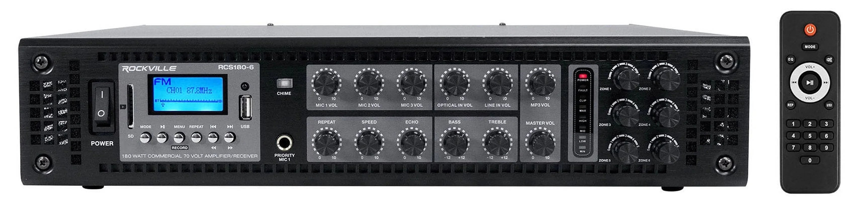 (6) JBL COL600-BK 24" Black 70V Commercial Column Wall Mount Array Speakers+Amp