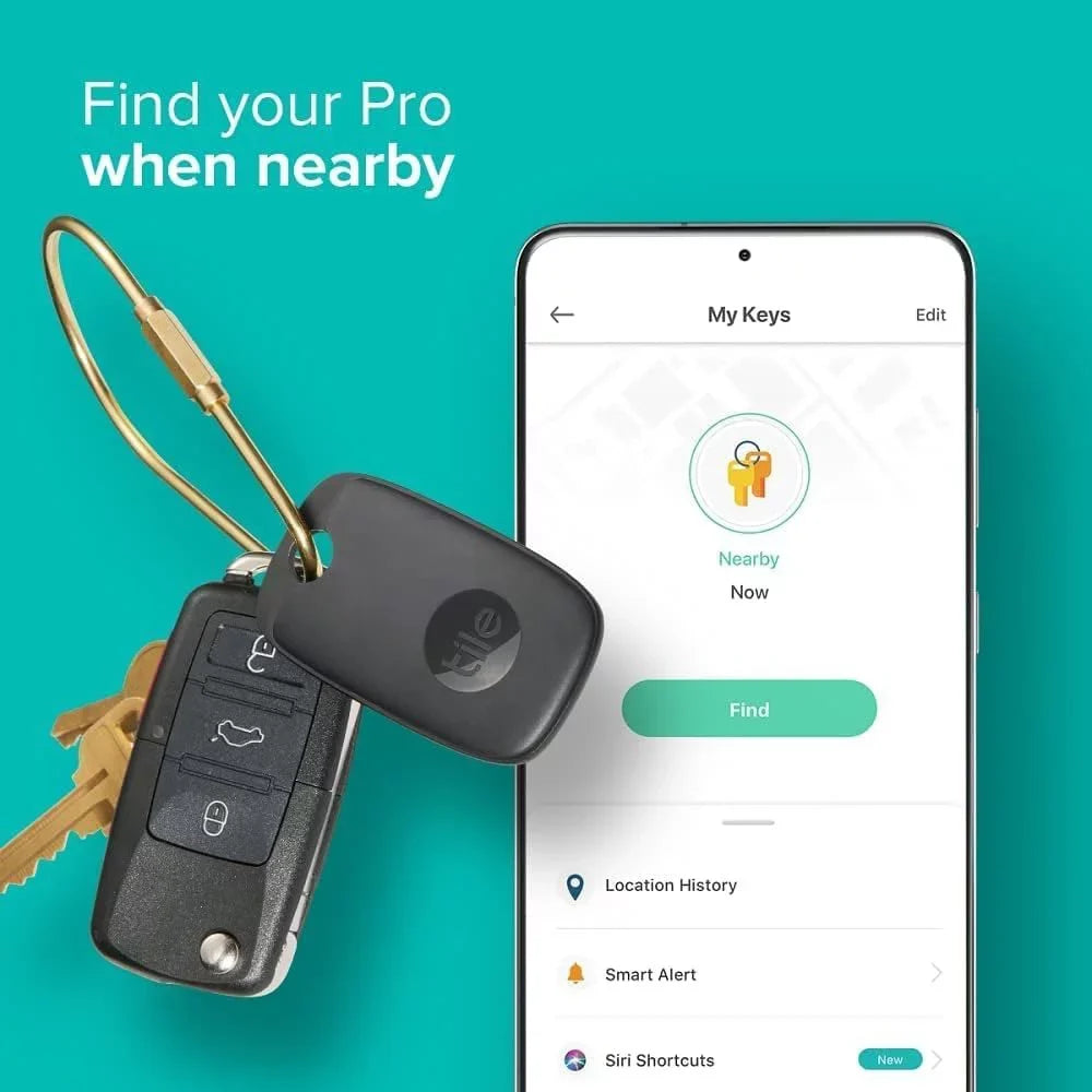 Tile Pro 2022 1-Pack. Powerful Bluetooth Tracker, Keys Finder and Item Locator Keys, Bags, and More; Up to 400 ft Range. Water-. Phone Finder. iOS and Android . Non-Retail