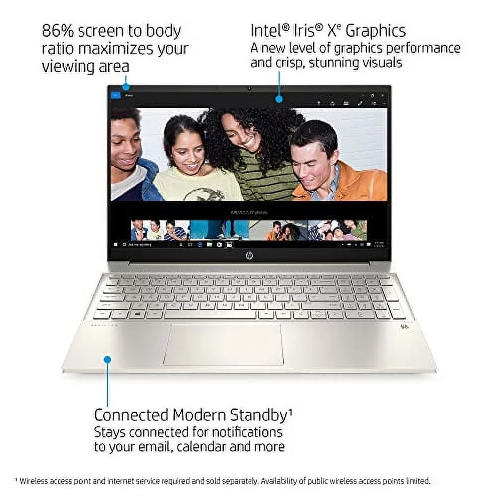 HP 2022 Pavilion 15.6" IPS FHD Touchscreen Laptop Intel 4-Core i7-1165G7 Iris Xe Graphics 32GB RAM DDR4 1TB NVMe SSD USB-C WiFi AX Bluetooth HDMI Webcam Backlit Keyboard Windows 11 Pro w/RE USB