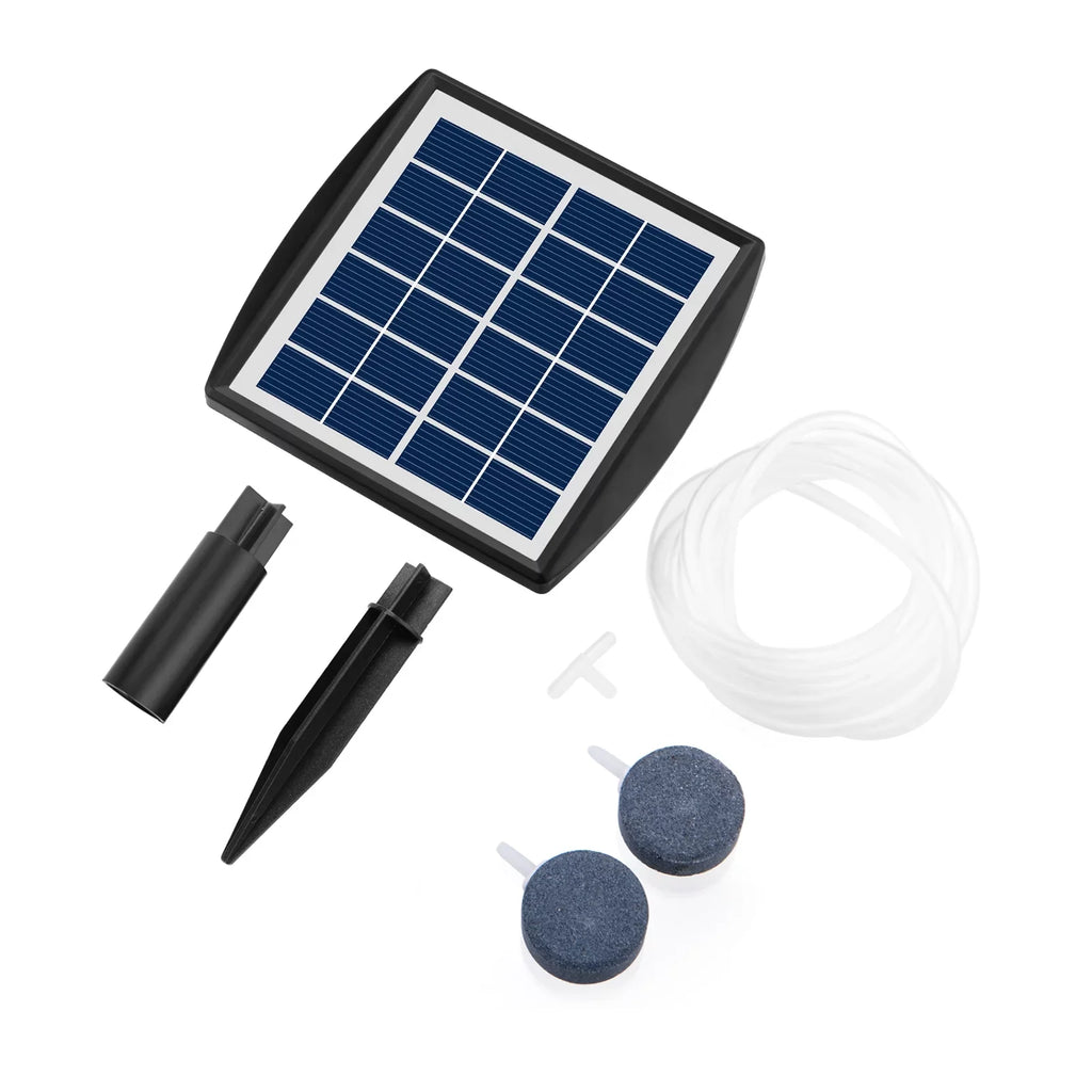 moobody 6V 2W Plug-in Solar Oxygen Pump with 8.2ft Pipe 2 Air Bubble Stones Fish Oxygenator Aquarium Oxygen Aerator Air Pump Fishing Aerator Garden Fish Pool Pond