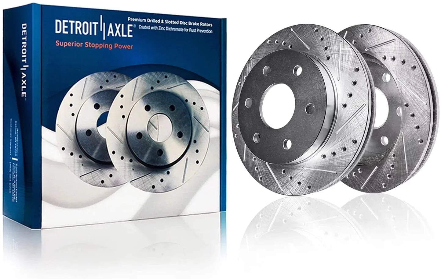 Detroit Axle - 6 Lugs Rear Brake Kit 2012-2020 Ford F-150 Drilled Slotted Disc Brake Rotors Ceramic Brakes Pads 2013 2014 2015 2016 2017 2018 2019 Replacement : 13.7" Rotor