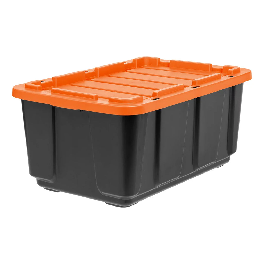 IRIS USA 3 Pack 108qt/27gal Heavy Duty Utility Tough Tote, Black with Orange Lid
