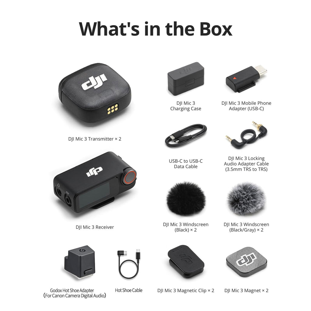 DJI Mic 3 (2 TX + 1 RX + Charging Case) + Lightning Adapter