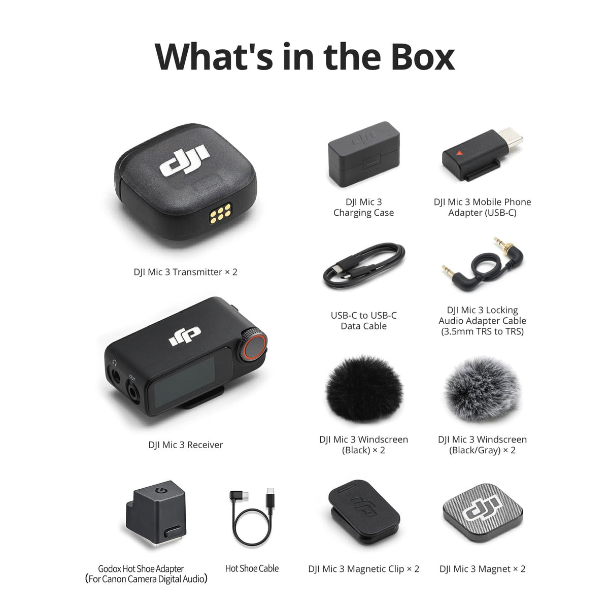DJI Mic 3 (2 TX + 1 RX + Charging Case) + Lightning Adapter