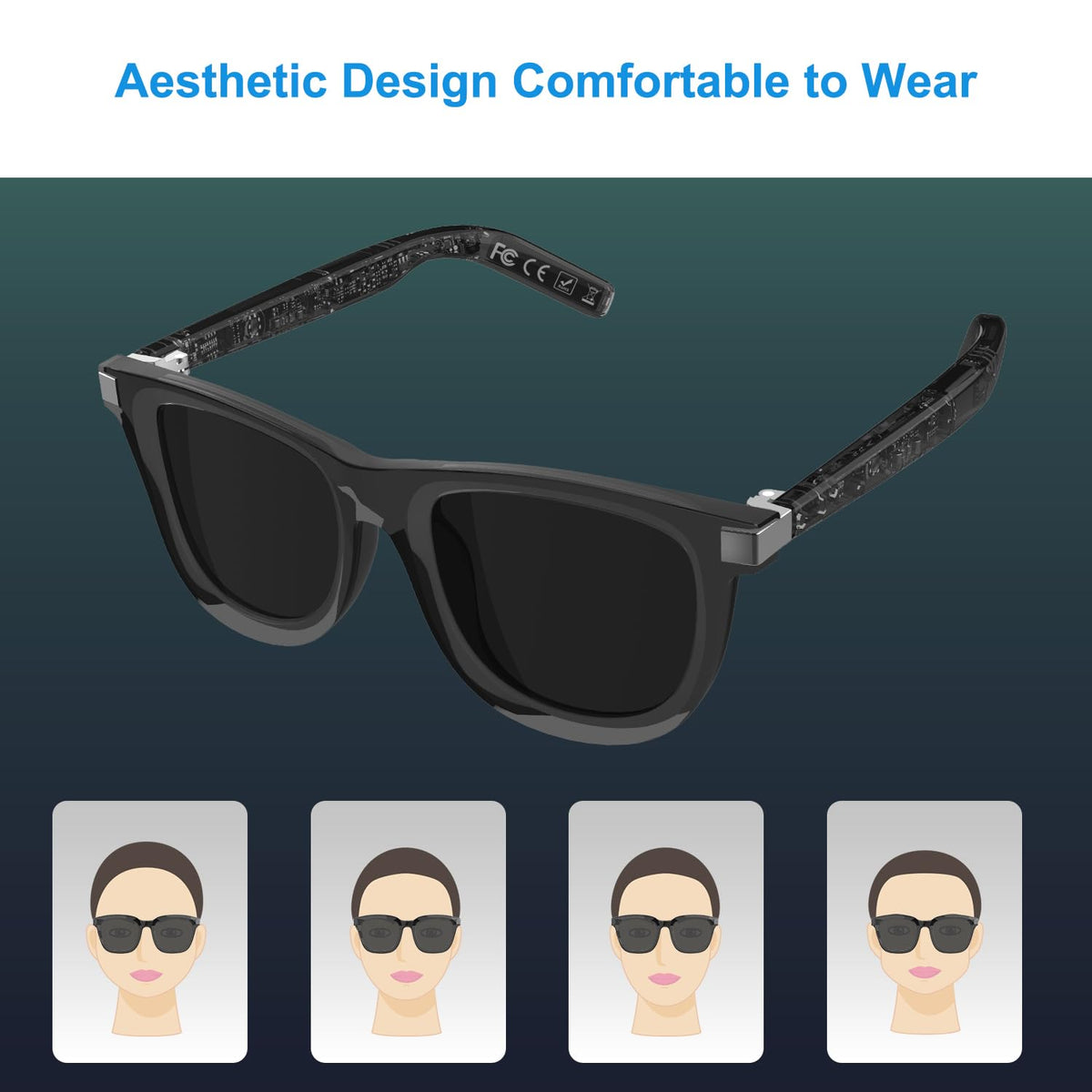AI Camera Smart Glasses, 4K Video Sunglasses with 3600mAh Charging Case