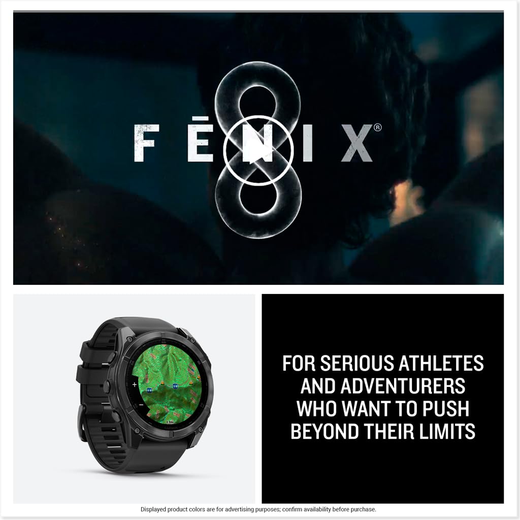 Garmin Fenix 8 Pro, 47mm, AMOLED Display, Premium Multisport GPS Smartwatch, inReach Technology for Emergency Survival, Health Tracking | Titanium/Graphite, Signature Series Modern Power Stand