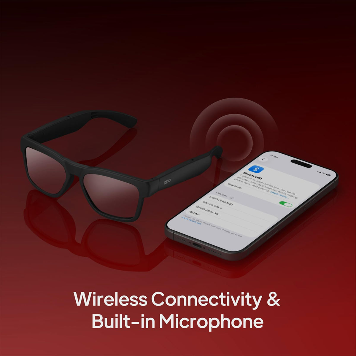 OHO AI Smart Glasses, UV400 Z87+ Audio Open Ear Bluetooth Sunglasses