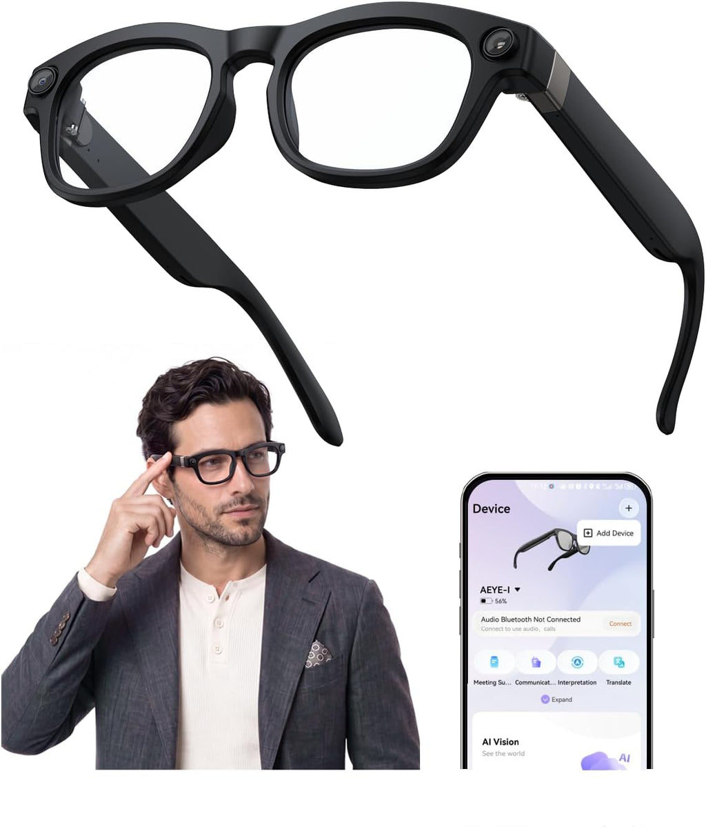 AI Smart Glasses, 8MP Camera, 16GB Storage, Real-Time Translation