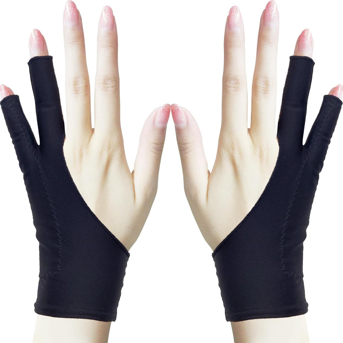 Drawing Glove, Artist Glove for Drawing Tablet, iPad, Digital Art Creation - Palm Rejection, Exposed Fingertip, Suitable for Left and Right Hand - XS, Pack of 2