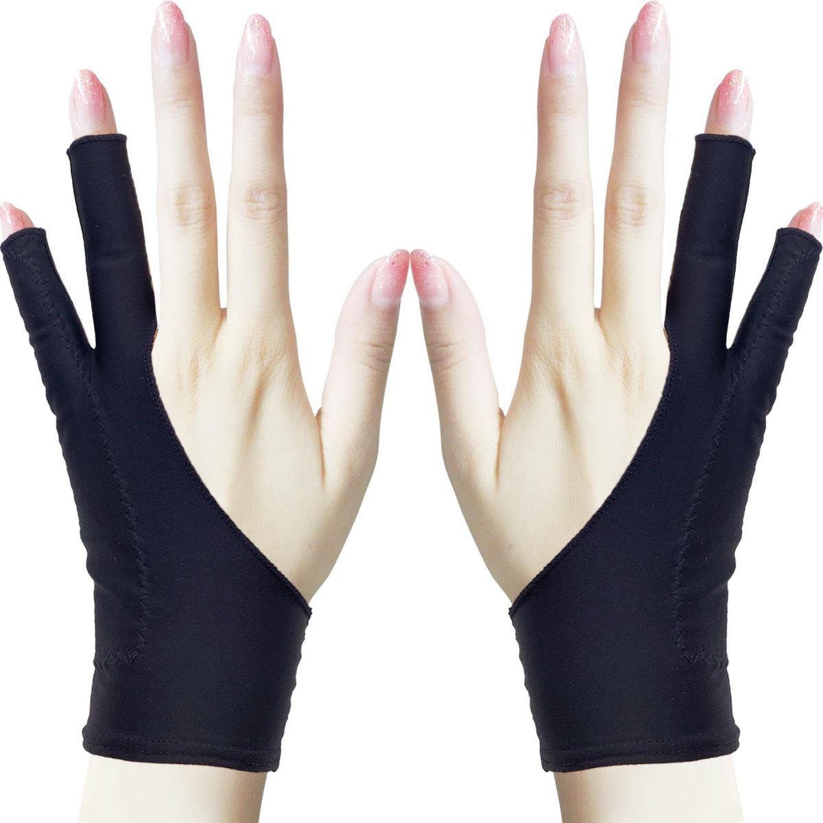 Drawing Glove, Artist Glove for Drawing Tablet, iPad, Digital Art Creation - Palm Rejection, Exposed Fingertip, Suitable for Left and Right Hand - XS, Pack of 2