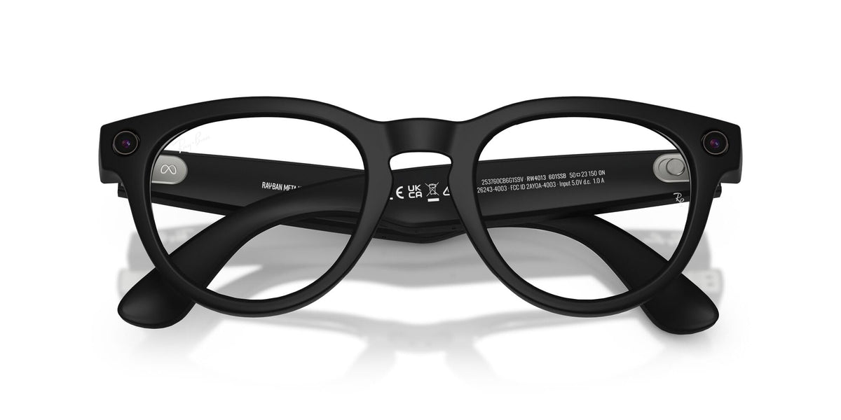 Meta Ray-Ban (Gen 2) Headliner Smart AI Glasses, Shiny Black, Green Lenses