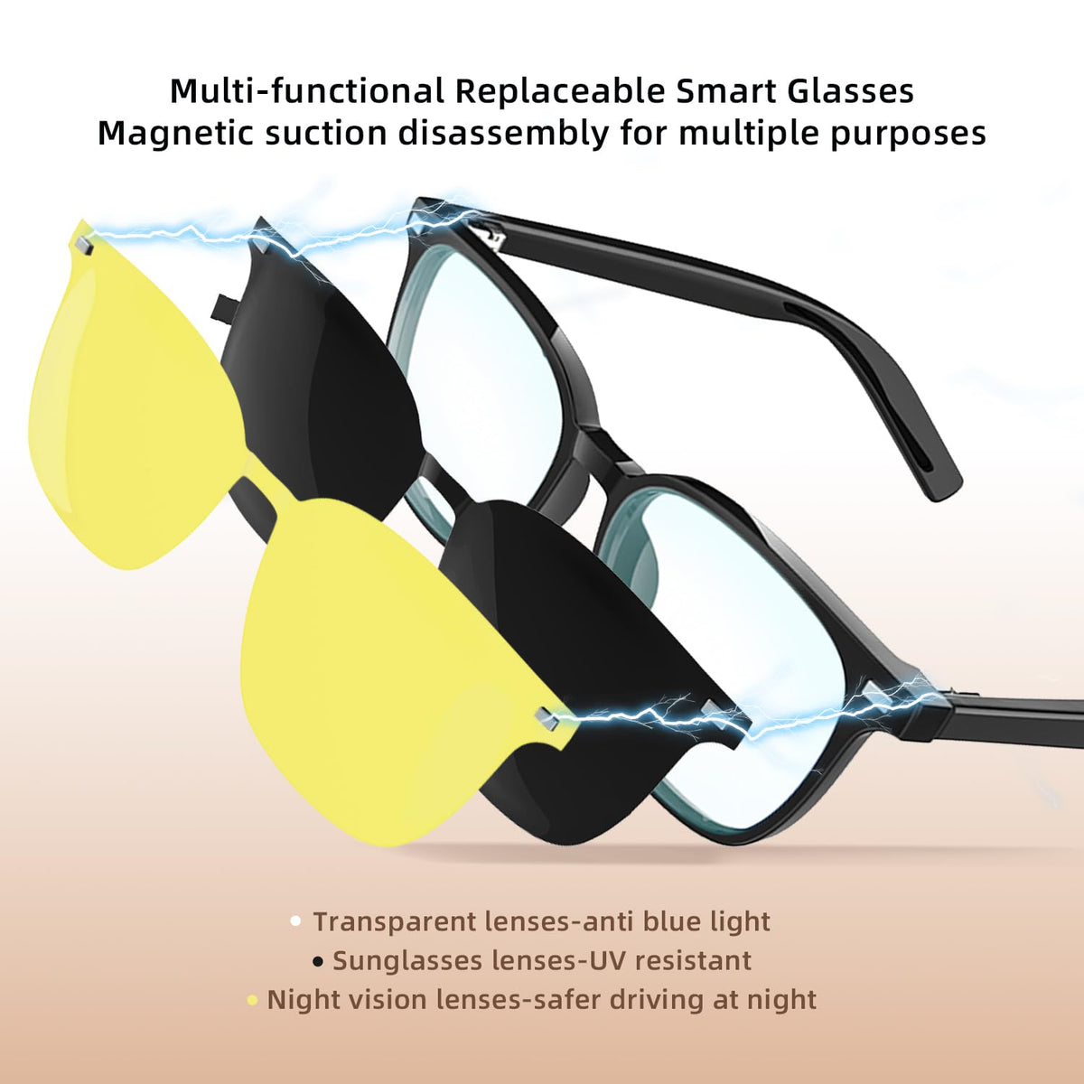 AI Camera Smart Glasses, 4K Video Sunglasses with 3600mAh Charging Case