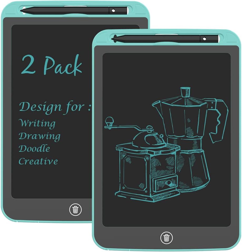[2 Pack] TIQUS 9.25 Inch LCD Writing Tablet Pad Ewriter Electronic Board and MeMO Notes for and Adults at Home School and Office Thick Stylus Light Blue