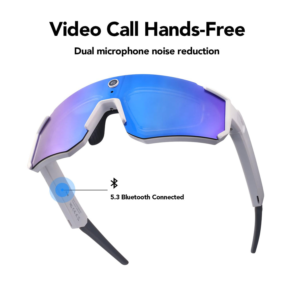 Sporty AI Bluetooth Smart Glasses with Camera for Cycling & Hiking Unisex