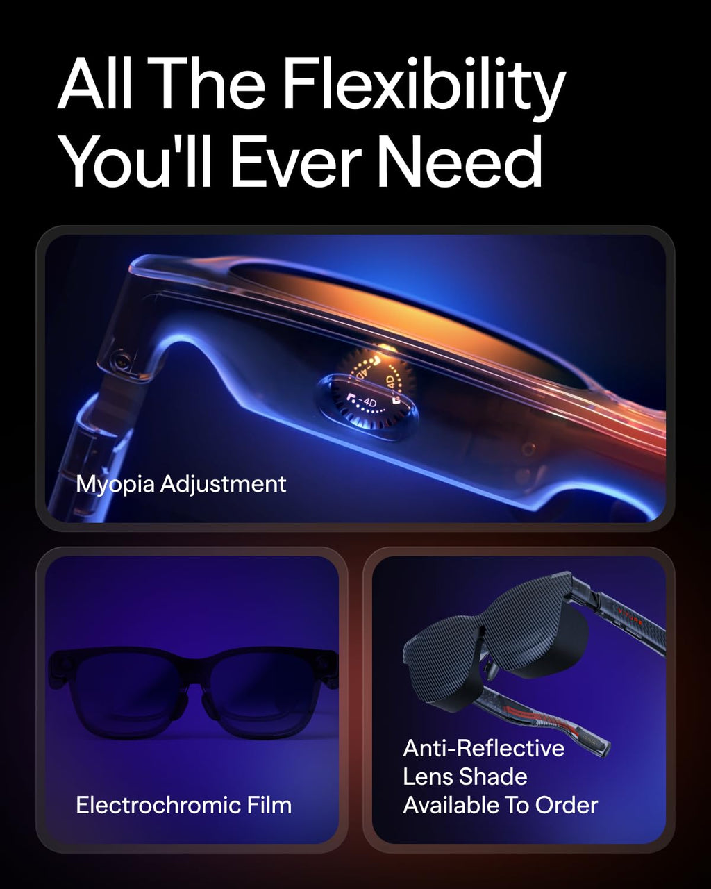 VITURE Luma Pro XR/AR Glasses, 152" 1200p 1000 Nits Sharp Screen, 52Â° FOV