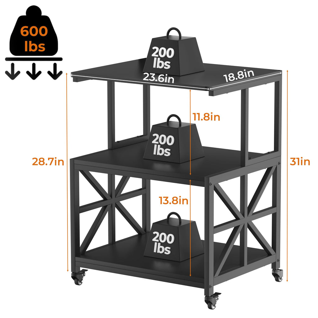 GreenForest Printer Stand with Lockable Wheels, Heavy Duty Printer Table