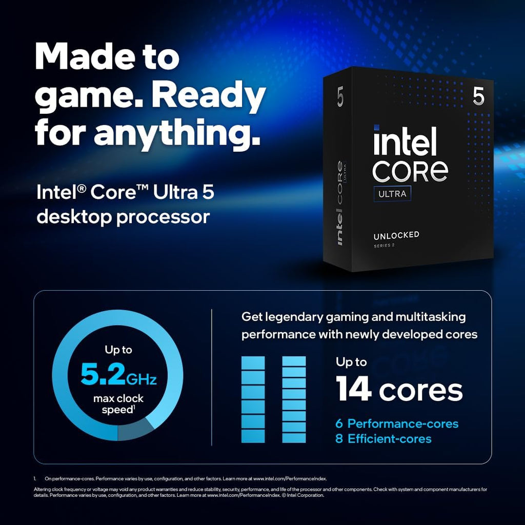 IntelÂ® Coreâ¢ Ultra 5 Desktop Processor 245K 14 cores (6 P-cores + 8 E-cores) up to 5.2 GHz