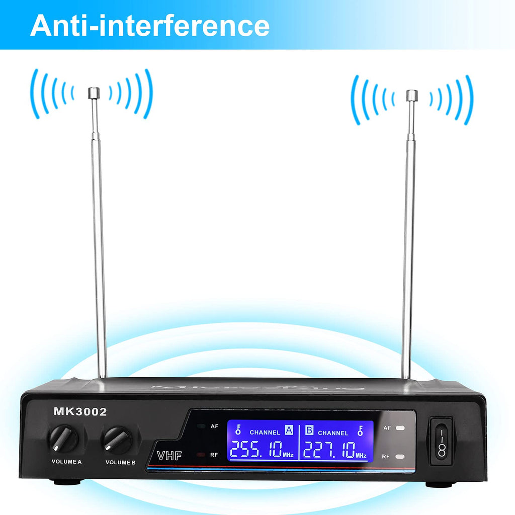 MicrocKing 4 Channel UHF Wireless Microphone System, 4 Handheld Wireless Microphones with Receiver, 400ft Long Range, Professional Dynamic Mic Set for Church, Conference, Wedding, Karaoke and Speech
