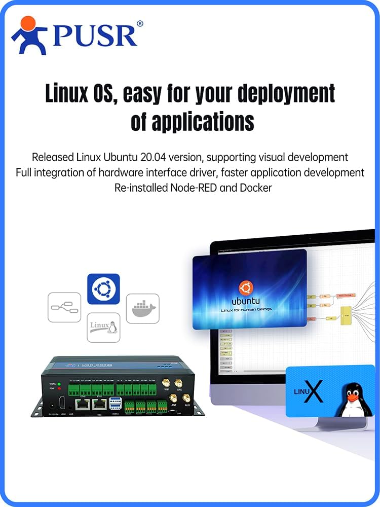 ARM Embedded Industrial Computer with Ethernet WiFi Powerful Processor Linux Open Source and an ARM Architecture Rich Interface Edge Computing Gateway USR-EG828-CEW