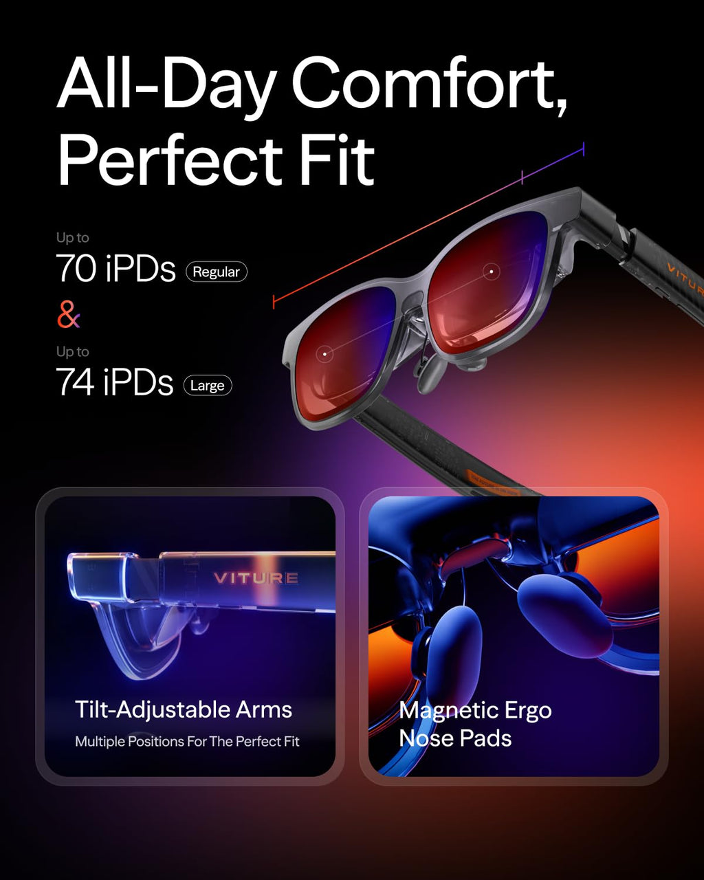 VITURE Luma Pro XR/AR Glasses, 152" 1200p 1000 Nits Sharp Screen, 52Â° FOV