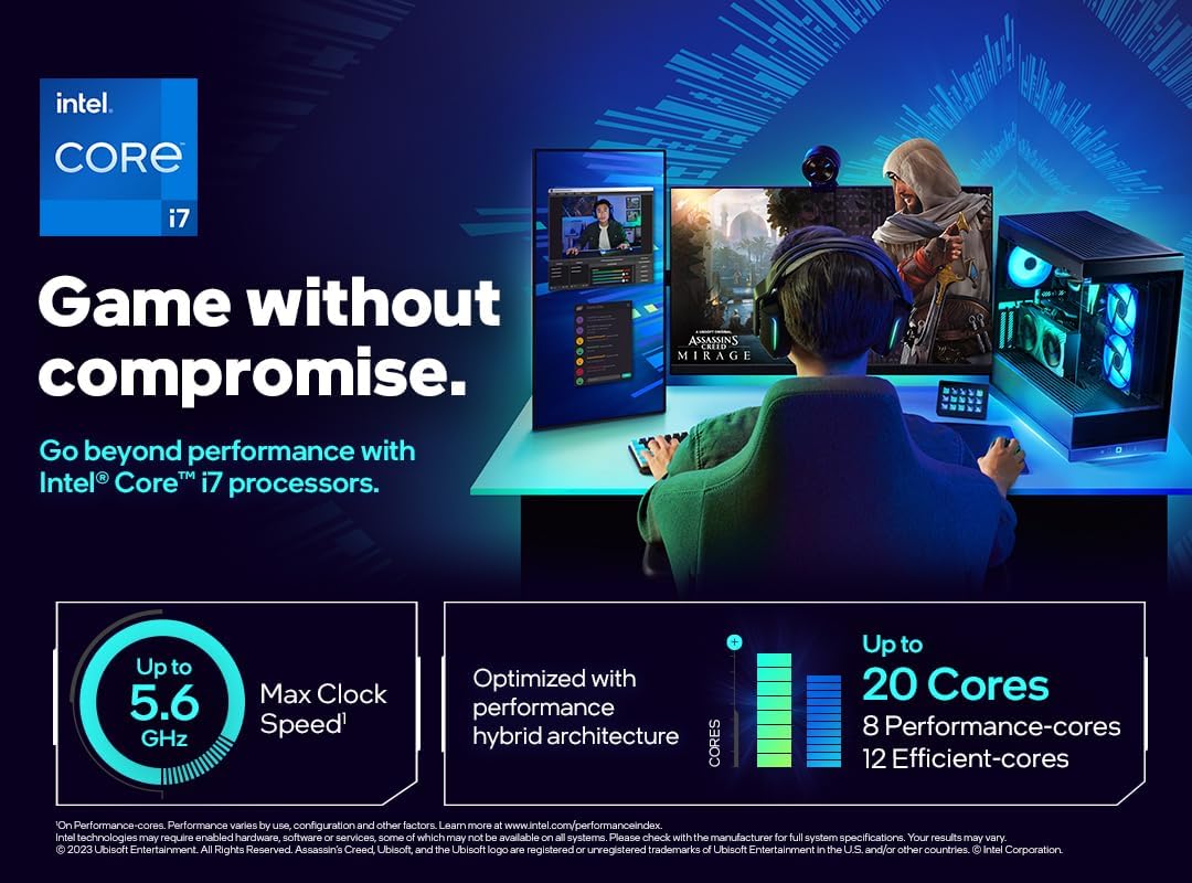 IntelÂ® Coreâ¢ i7-14700K New Gaming Desktop Processor 20 cores (8 P-cores + 12 E-cores) with Integrated Graphics - Unlocked