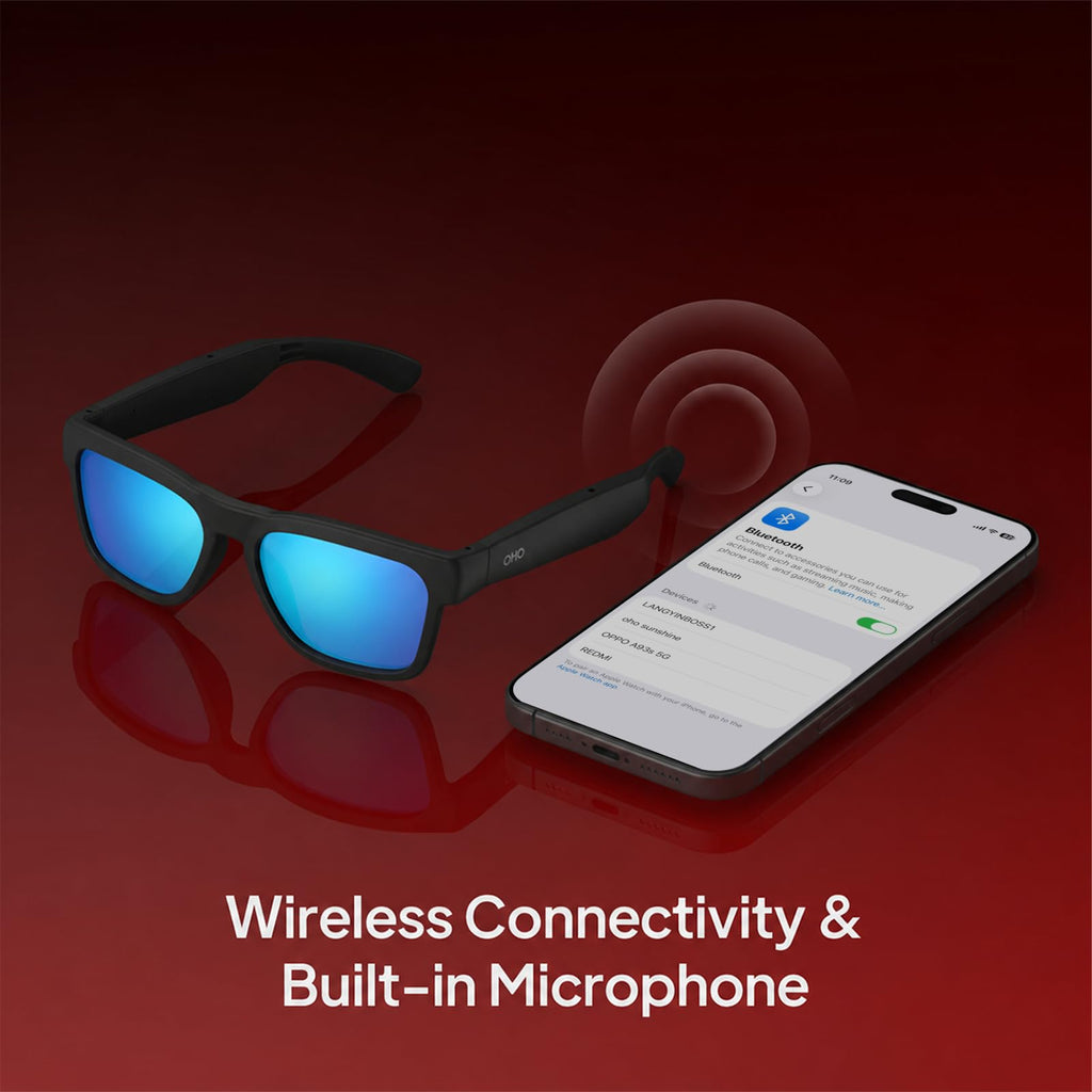 OHO AI Smart Glasses, UV400 Z87+ Audio Open Ear Bluetooth Sunglasses