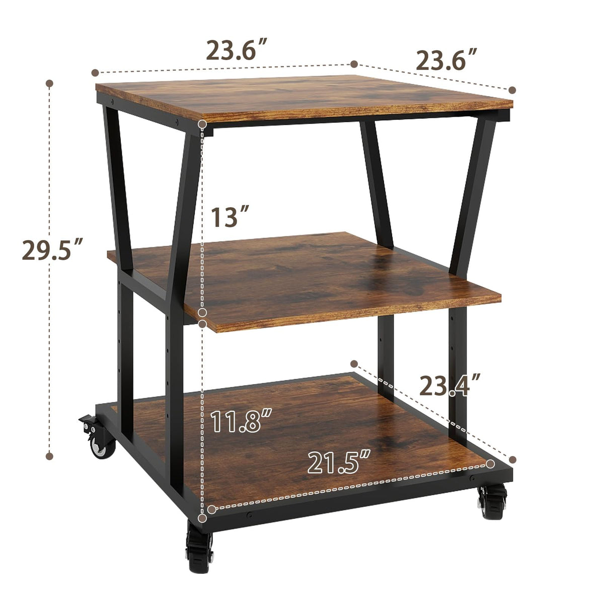 Natwind 2 Tier Printer Stand, 24''x24'',for Large Heavy Printers, Retro