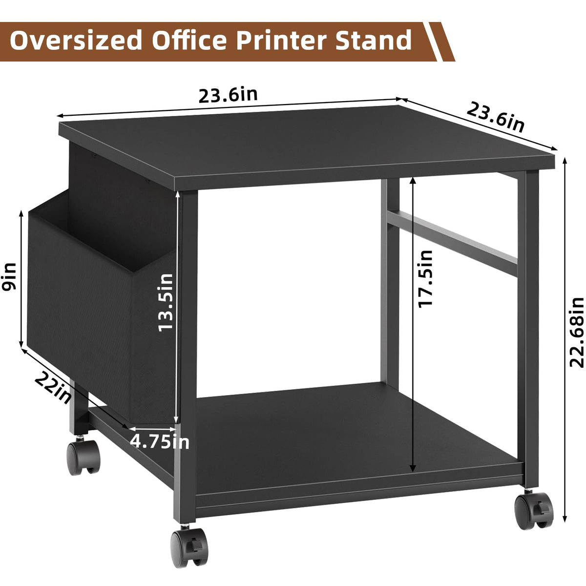 Lerliuo White Large Printer Stand with Storage