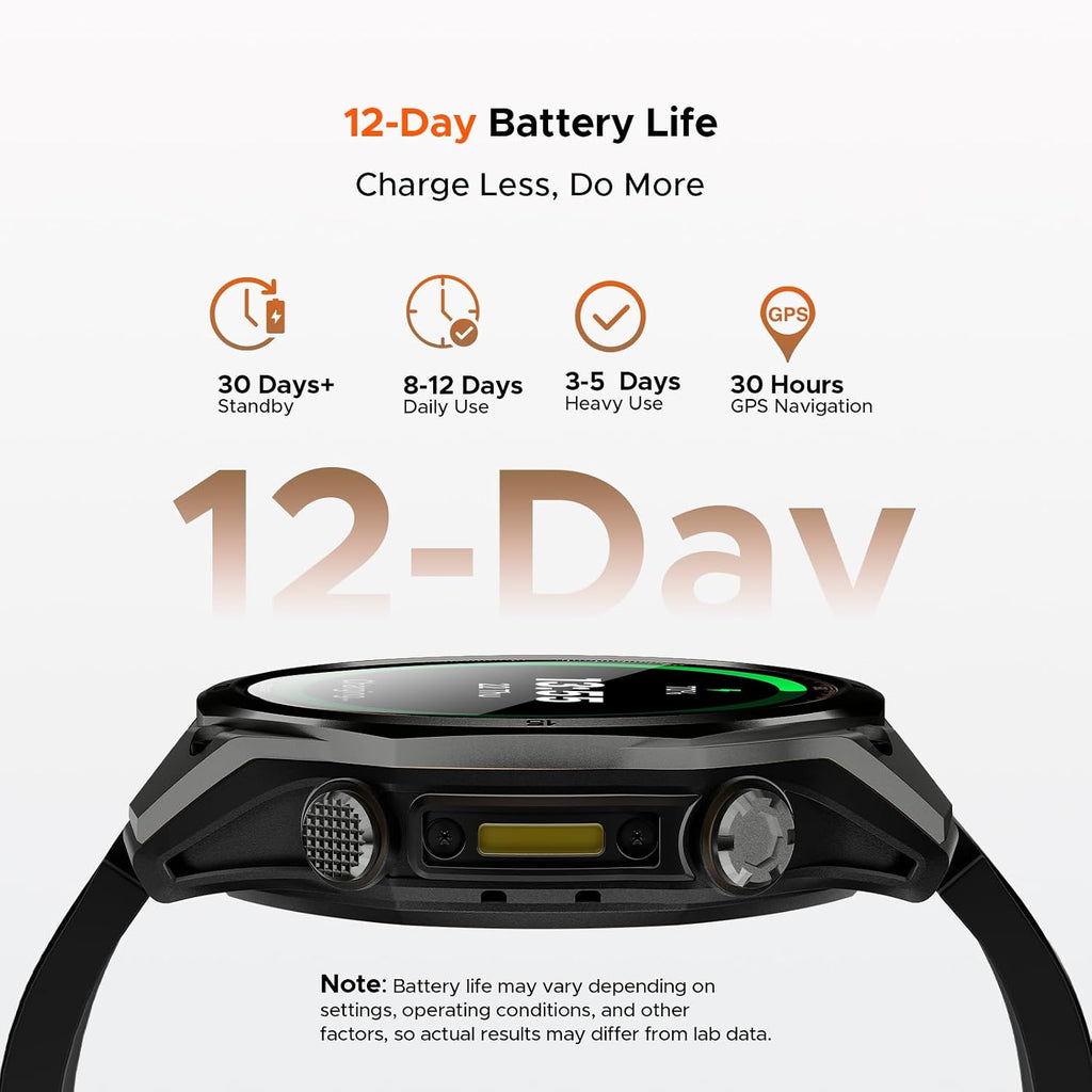 Anywise W1 GPS Smart Watches for Men, 6 Satellite Positioning, 50M Waterproof Fitness Tracker, 1.43'' AI Mens Smart Watch for Android Phone/iphone compatible,Answer/Make Call/12 Days Battery