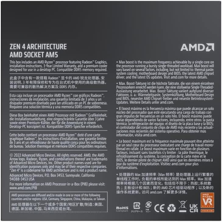 AMD Ryzen 7 7700 8-Core, 16-Thread Unlocked Desktop Processor